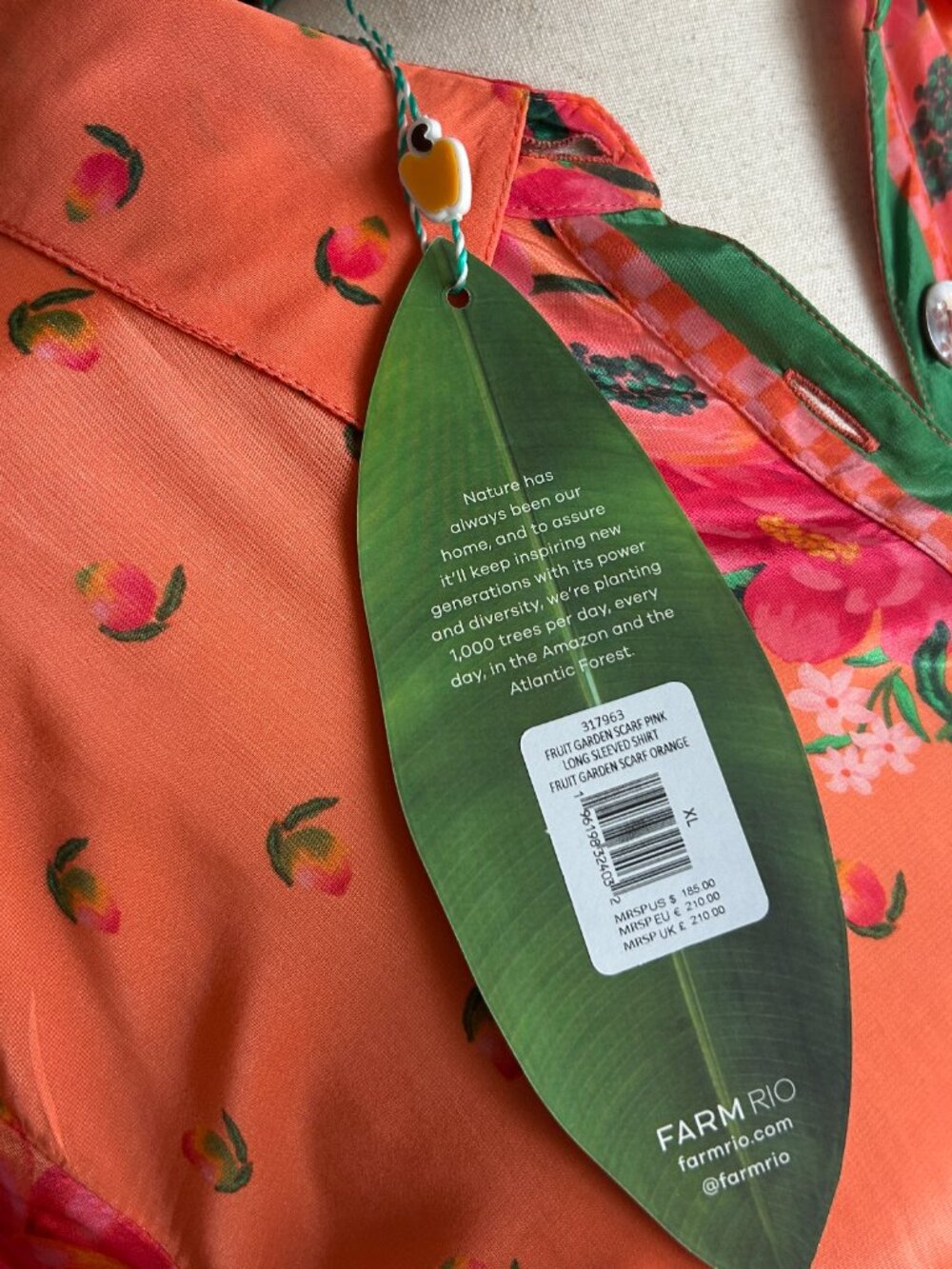 Farm Rio - Fruit Garden Scarf Long-sleeve Shirt - Size XL - NWT! - Picture 3 of 7